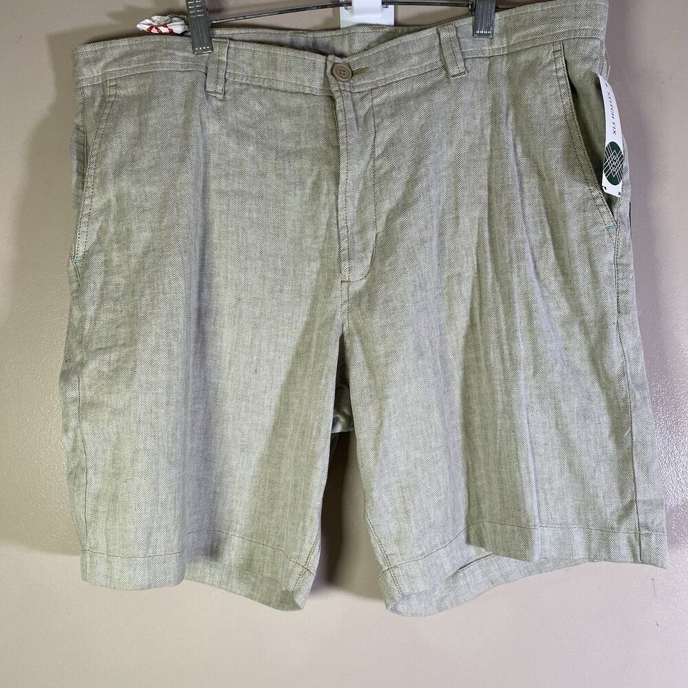 TOMMY BAHAMA Mens 38x9 Stone Khaki Beach Coast Linen Blend Shorts Stretch